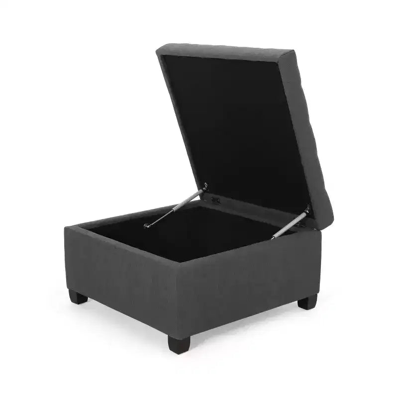 Isabella Pouf de rangement contemporain en tissu capitonné - Christopher Knight Home