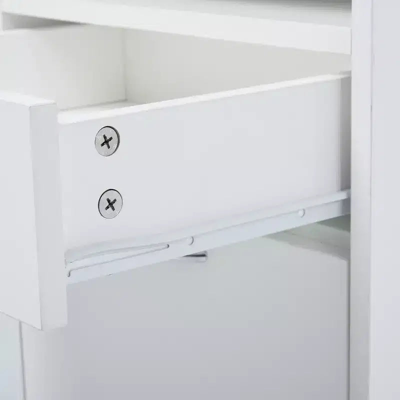 Meuble de rangement mobile noir / marron café / blanc avec tiroir, support d'imprimante sur roulettes, utilisation par 1 personne