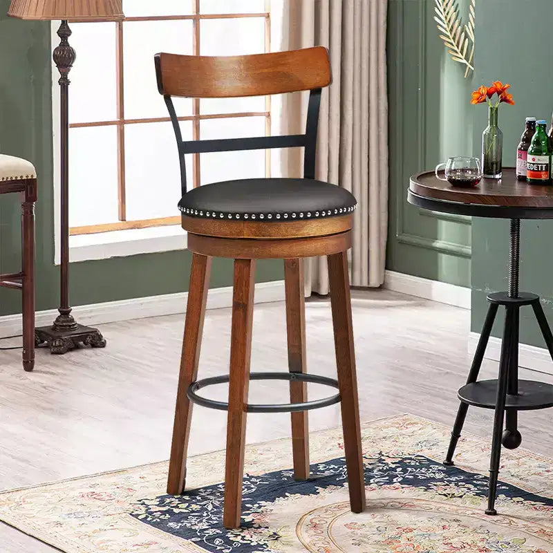 Tabouret de bar pivotant rembourré marron — Sans accoudoirs, 1 place