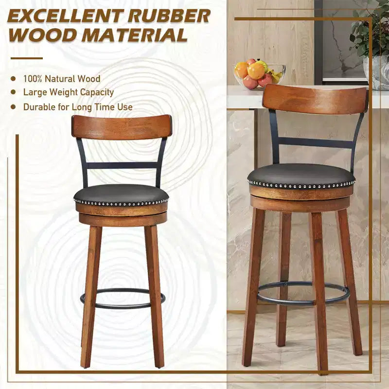 Tabouret de bar pivotant rembourré marron — Sans accoudoirs, 1 place