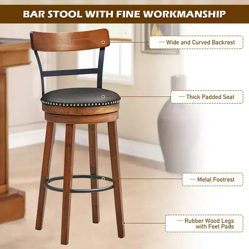 Tabouret de bar pivotant rembourré marron — Sans accoudoirs, 1 place