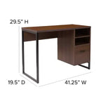 Bureau informatique rustique marron pour une personne avec tiroir de rangement et étagères ouvertes
