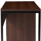 Bureau informatique rustique marron pour une personne avec tiroir de rangement et étagères ouvertes