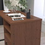 Bureau informatique rustique marron pour une personne avec tiroir de rangement et étagères ouvertes