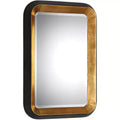 Uttermost Rectangular Vanity Decorative Wall Mirror Art Deco Antiqued Metallic Gold Distressed Black Frame 28 Wide for Bathroom