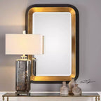 Miroir mural rectangulaire Or & Noir, Style Art Déco, 1 personne
