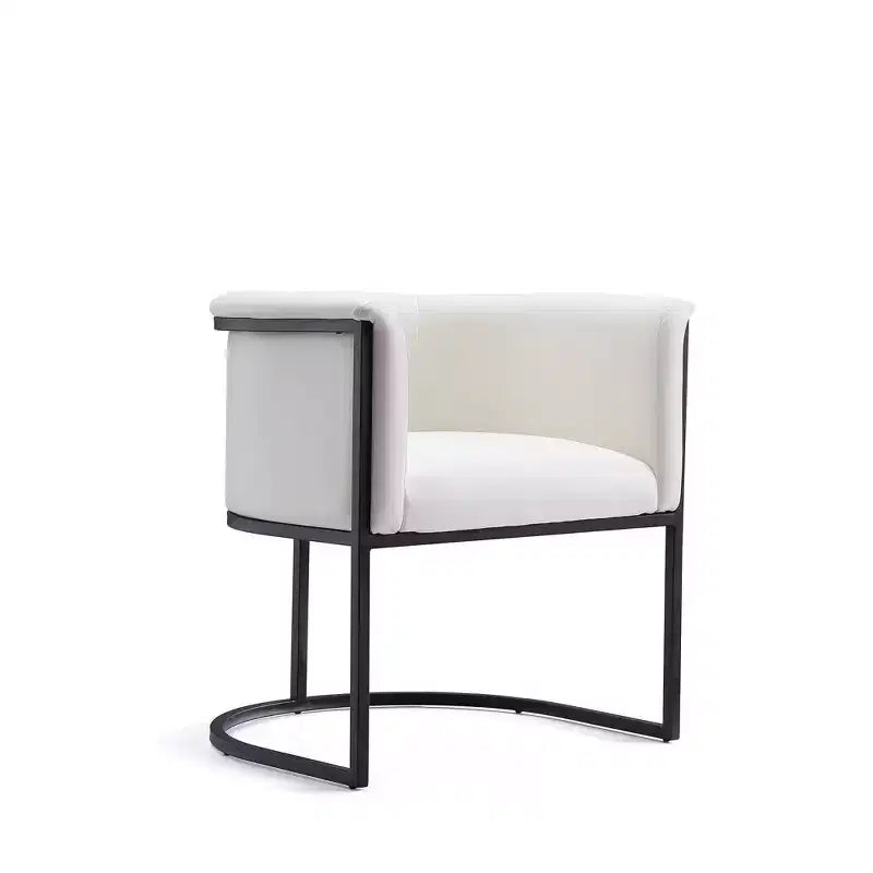 Chaise de salle à manger avec accoudoirs en similicuir grainé galet, selle, blanc, noir, lot de 2