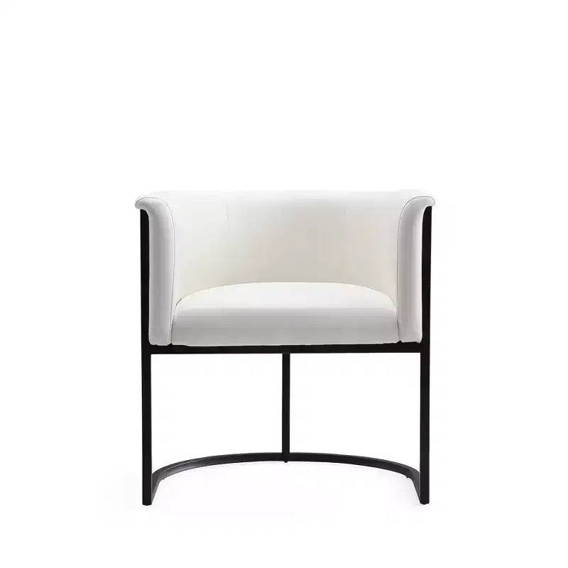 Chaise de salle à manger avec accoudoirs en similicuir grainé galet, selle, blanc, noir, lot de 2