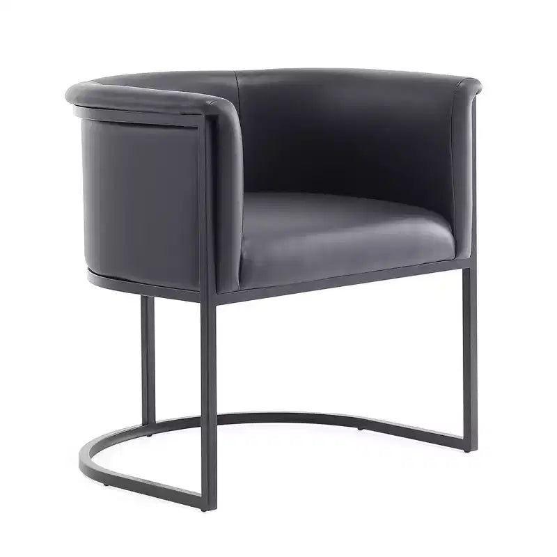 Chaise de salle à manger avec accoudoirs en similicuir grainé galet, selle, blanc, noir, lot de 2