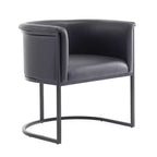Chaise de salle à manger avec accoudoirs en similicuir grainé galet, selle, blanc, noir, lot de 2