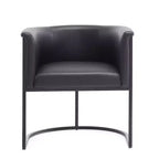 Chaise de salle à manger avec accoudoirs en similicuir grainé galet, selle, blanc, noir, lot de 2