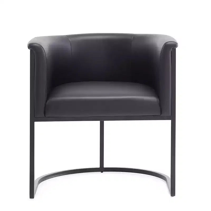 Chaise de salle à manger avec accoudoirs en similicuir grainé galet, selle, blanc, noir, lot de 2