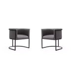 Chaise de salle à manger avec accoudoirs en similicuir grainé galet, selle, blanc, noir, lot de 2