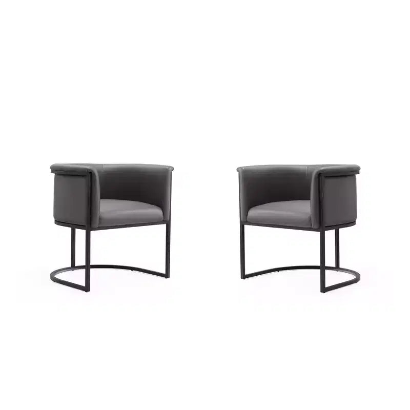 Chaise de salle à manger avec accoudoirs en similicuir grainé galet, selle, blanc, noir, lot de 2
