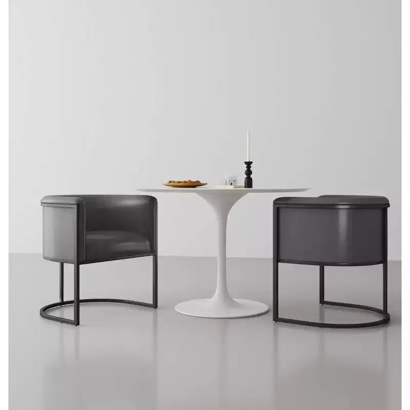 Chaise de salle à manger avec accoudoirs en similicuir grainé galet, selle, blanc, noir, lot de 2