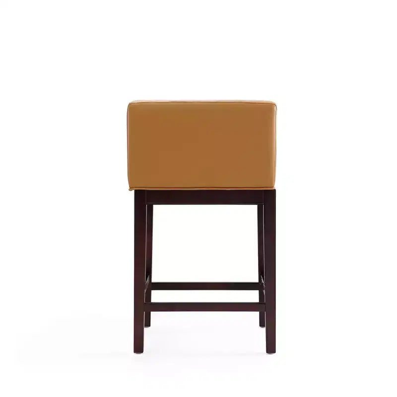 Lot de 3 tabourets de bar rembourrés en hêtre, hauteur comptoir — Noir / Chameau / Ivoire