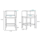 Lot de 3 tabourets de bar rembourrés en hêtre, hauteur comptoir — Noir / Chameau / Ivoire