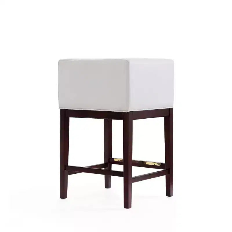 Lot de 3 tabourets de bar rembourrés en hêtre, hauteur comptoir — Noir / Chameau / Ivoire