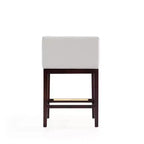 Lot de 3 tabourets de bar rembourrés en hêtre, hauteur comptoir — Noir / Chameau / Ivoire