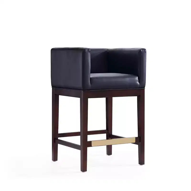 Lot de 3 tabourets de bar rembourrés en hêtre, hauteur comptoir — Noir / Chameau / Ivoire