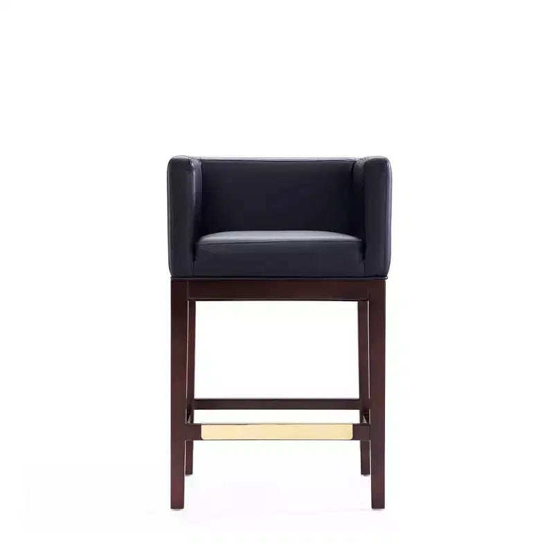 Lot de 3 tabourets de bar rembourrés en hêtre, hauteur comptoir — Noir / Chameau / Ivoire