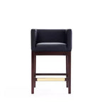 Lot de 3 tabourets de bar rembourrés en hêtre, hauteur comptoir — Noir / Chameau / Ivoire