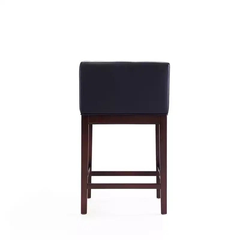Lot de 3 tabourets de bar rembourrés en hêtre, hauteur comptoir — Noir / Chameau / Ivoire