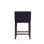 Lot de 3 tabourets de bar rembourrés en hêtre, hauteur comptoir — Noir / Chameau / Ivoire