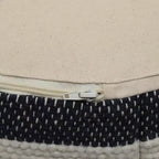 Pouf cylindrique bohème blanc, tissu artisanal, 1 place (bleu denim / bleu marine / sarcelle)