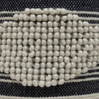 Pouf cylindrique bohème blanc, tissu artisanal, 1 place (bleu denim / bleu marine / sarcelle)