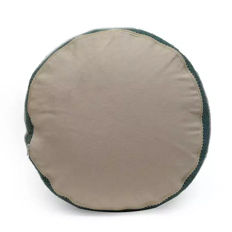 Pouf cylindrique bohème blanc, tissu artisanal, 1 place (bleu denim / bleu marine / sarcelle)