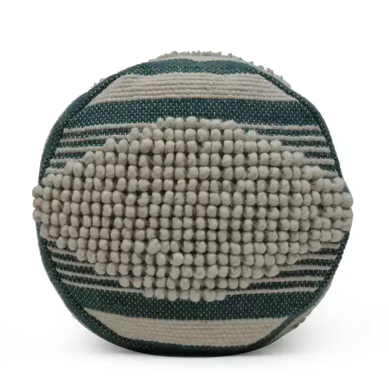 Pouf cylindrique bohème blanc, tissu artisanal, 1 place (bleu denim / bleu marine / sarcelle)