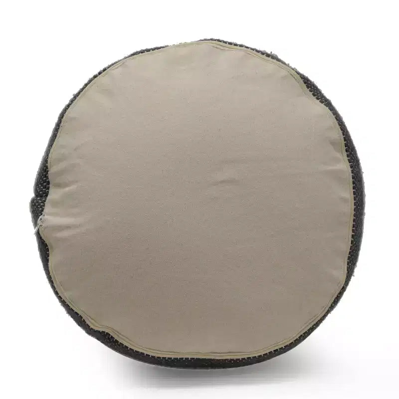 Pouf cylindrique bohème blanc, tissu artisanal, 1 place (bleu denim / bleu marine / sarcelle)