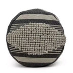 Pouf cylindrique bohème blanc, tissu artisanal, 1 place (bleu denim / bleu marine / sarcelle)
