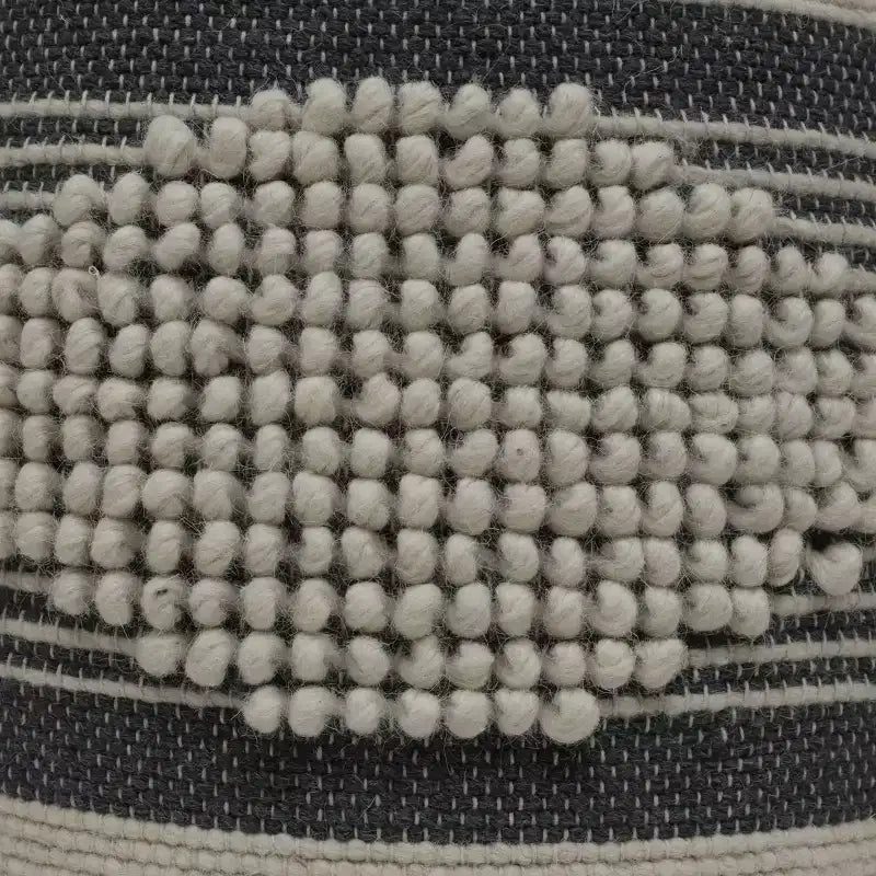 Pouf cylindrique bohème blanc, tissu artisanal, 1 place (bleu denim / bleu marine / sarcelle)