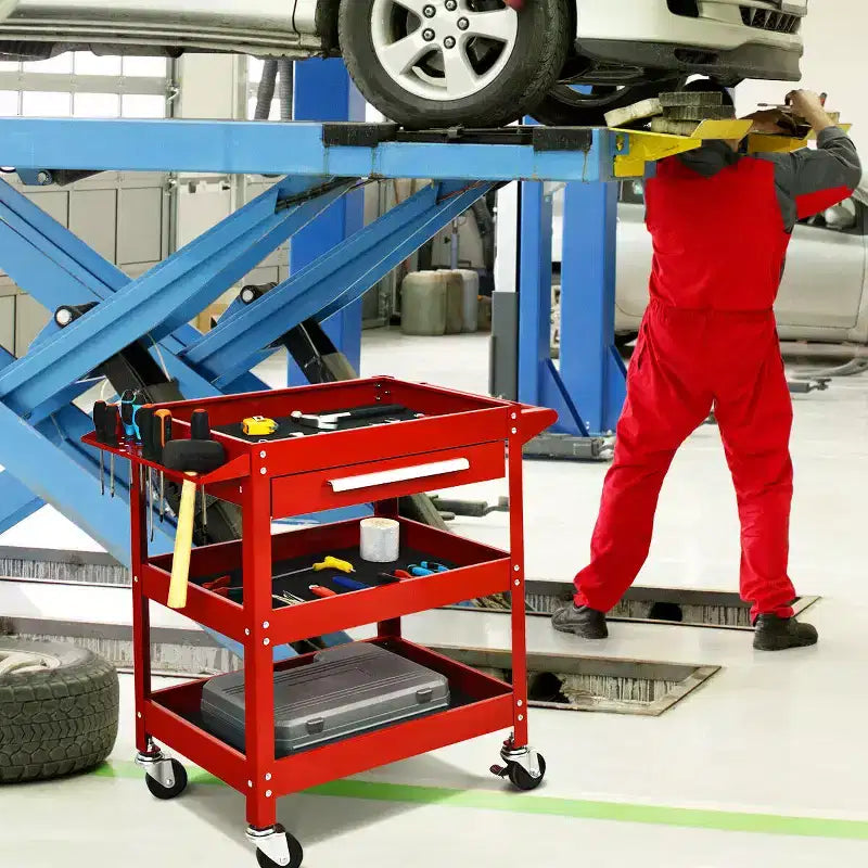 Chariot de rangement à roulettes rouge à 3 tiroirs – Utilisation individuelle