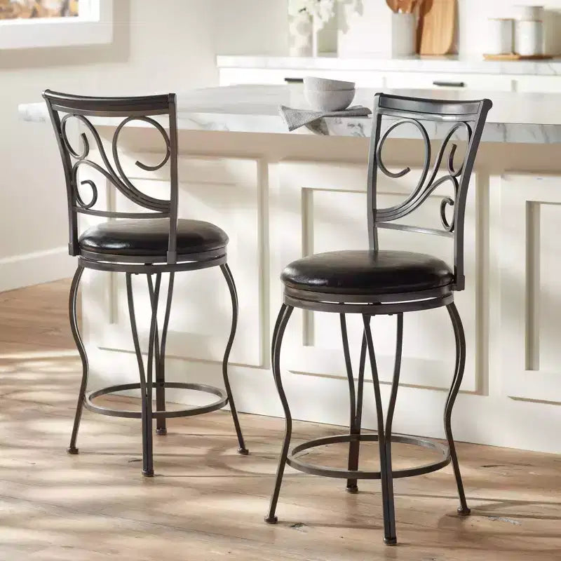 Ensemble de 2 tabourets de comptoir pivotants anthracite et noir – 2 places