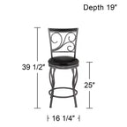 Ensemble de 2 tabourets de comptoir pivotants anthracite et noir – 2 places