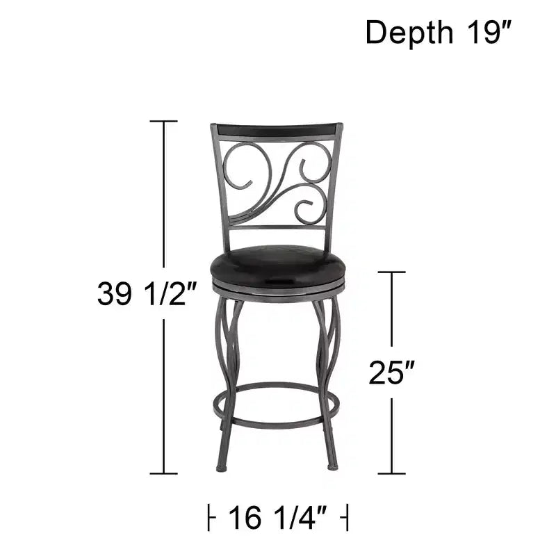 Ensemble de 2 tabourets de comptoir pivotants anthracite et noir – 2 places