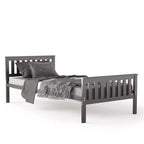 Cadre de lit plateforme en bois double expresso avec tête de lit — 1 personne