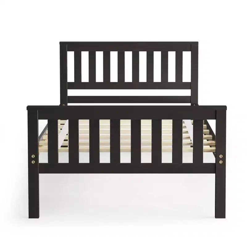 Cadre de lit plateforme en bois double expresso avec tête de lit — 1 personne