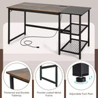 Bureau informatique de 150 cm noir/rustique avec étagère détachable pour 1 personne