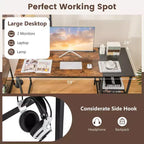 Bureau informatique de 150 cm noir/rustique avec étagère détachable pour 1 personne