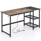 Bureau informatique de 150 cm noir/rustique avec étagère détachable pour 1 personne