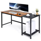 Bureau informatique de 150 cm noir/rustique avec étagère détachable pour 1 personne