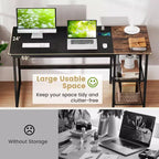Bureau informatique de 150 cm noir/rustique avec étagère détachable pour 1 personne