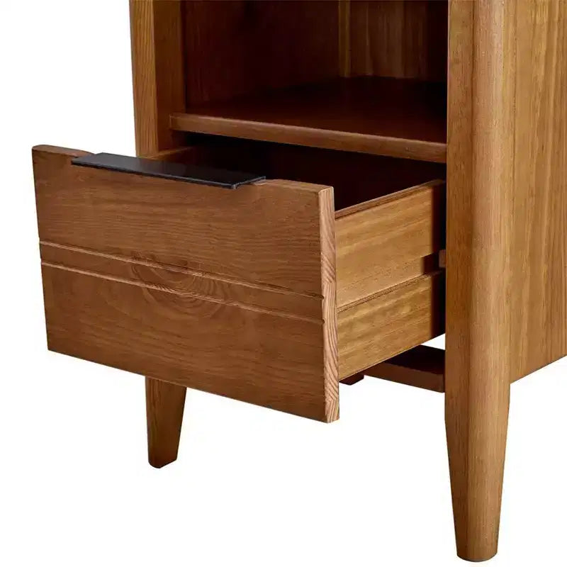 Table d'appoint à 1 tiroir en bois brun miel, 1 personne