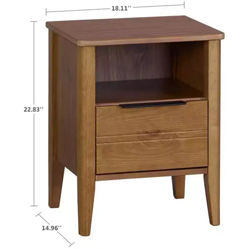 Table d'appoint à 1 tiroir en bois brun miel, 1 personne