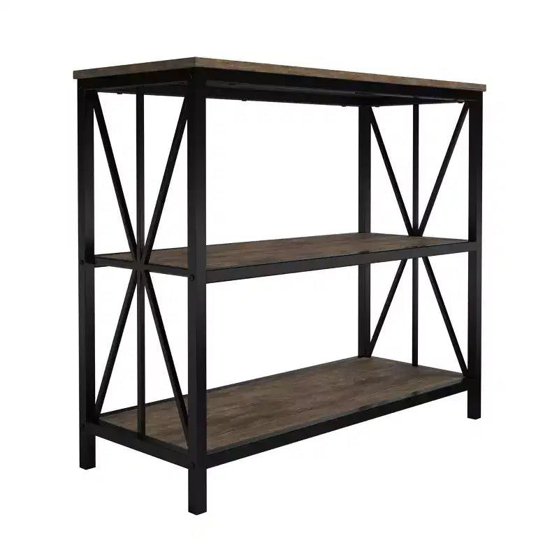 Étagère ouverte à 3 niveaux marron pour bureau à domicile