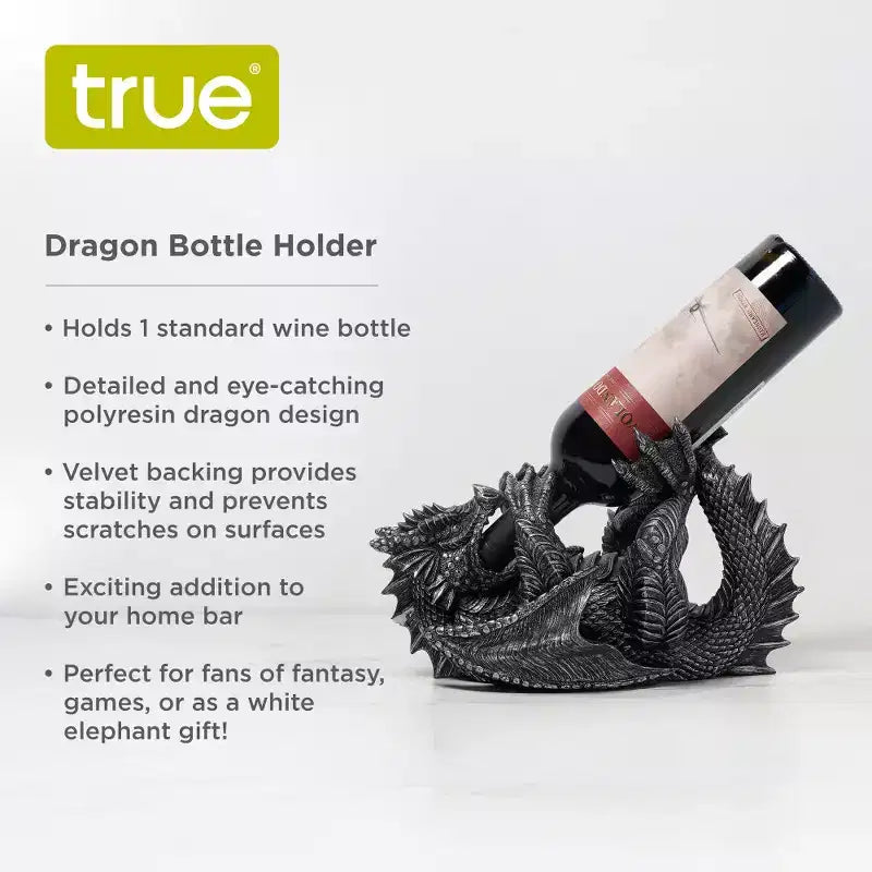 Support de bouteille de vin dragon aspect étain – Pour 1 bouteille